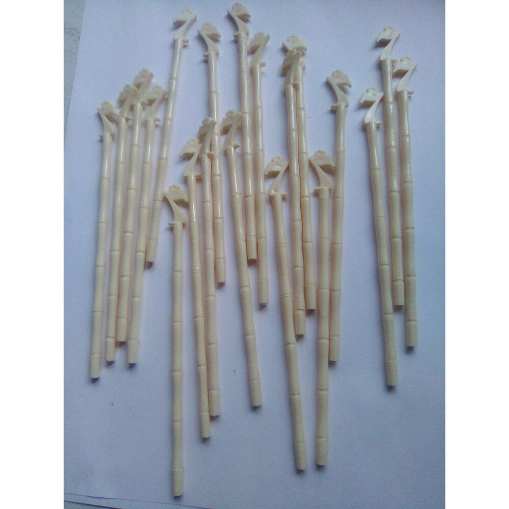 Seagrams 7 Whiskey Swizzle Sticks Drink Stirrers Tiki Bamboo Lot of 20 Cream